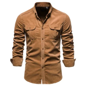 Camisa Masculina de Manga Longa 100% Algodão – Dublin, Marrom