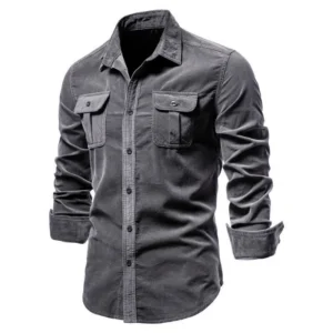 Camisa Masculina de Manga Longa 100% Algodão – Dublin, Cinza