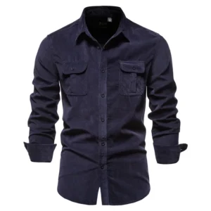 Camisa Masculina De Manga Longa 100% Algodão – Dublin, Azul / P